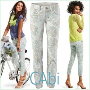 CABI Paradise Cropped Super Skinny Jean Womens 4 Palm Print $108 Designer #227